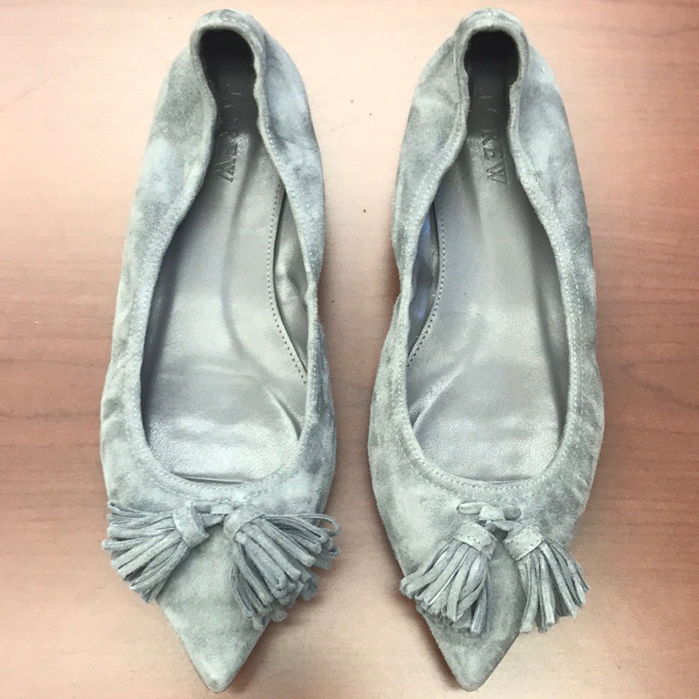 J crew Lottie Tassel flats in gray. J.crew size 6